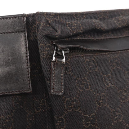 Gucci Vintage Double Belt Bag GG Canvas with Leather, BROWN, CANVAS, Clutche & pouche