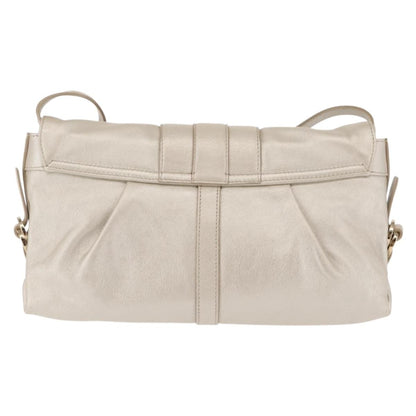 Bvlgari Chandra Flap Shoulder Bag Leather, Silver, Leather, Shoulder Bag