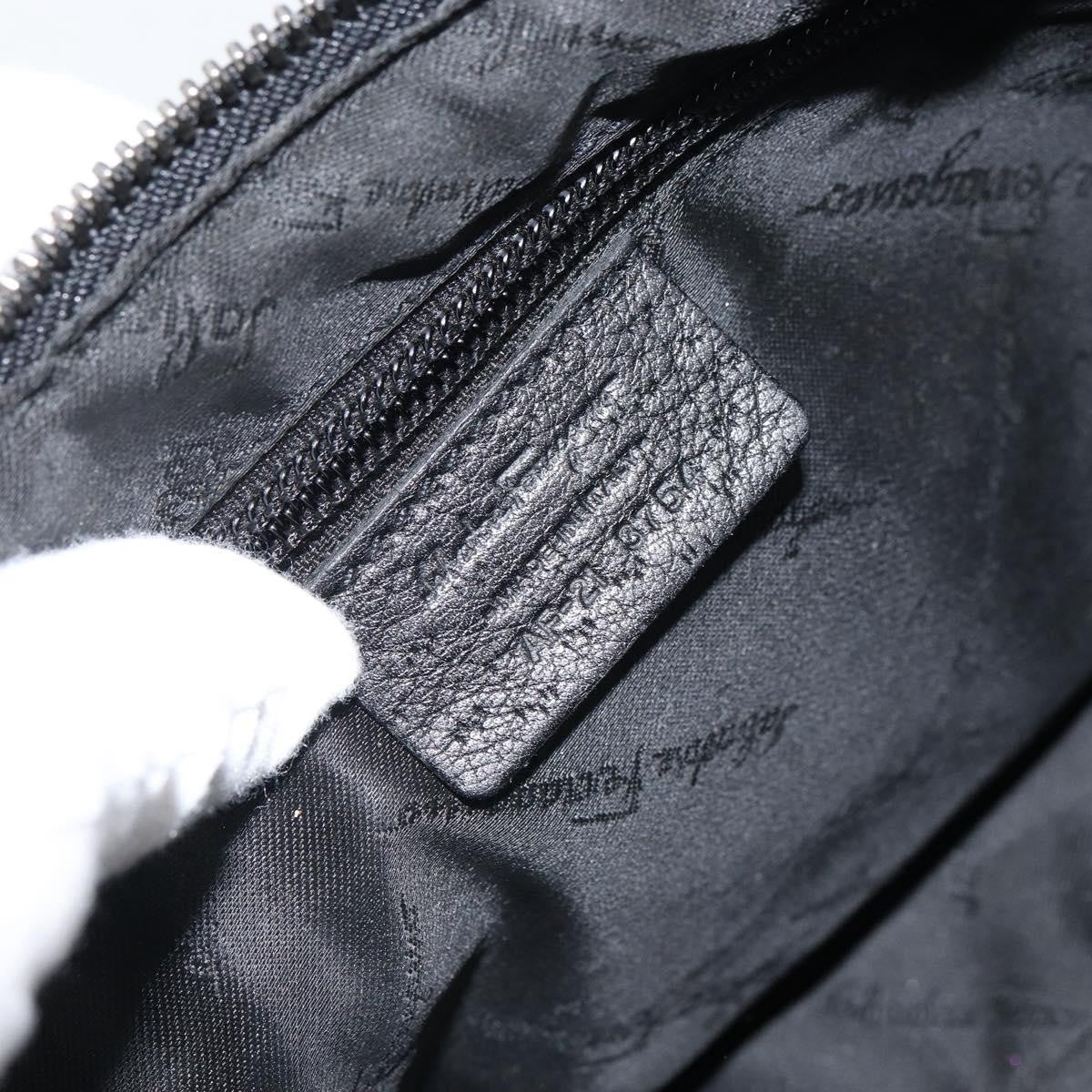 Salvatore Ferragamo Gancini Shoulder Bag Leather, BLACK, LEATHER, Shoulder bag