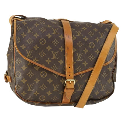 Louis Vuitton Saumur Handbag Monogram Canvas, BROWN, CANVAS, Shoulder bag