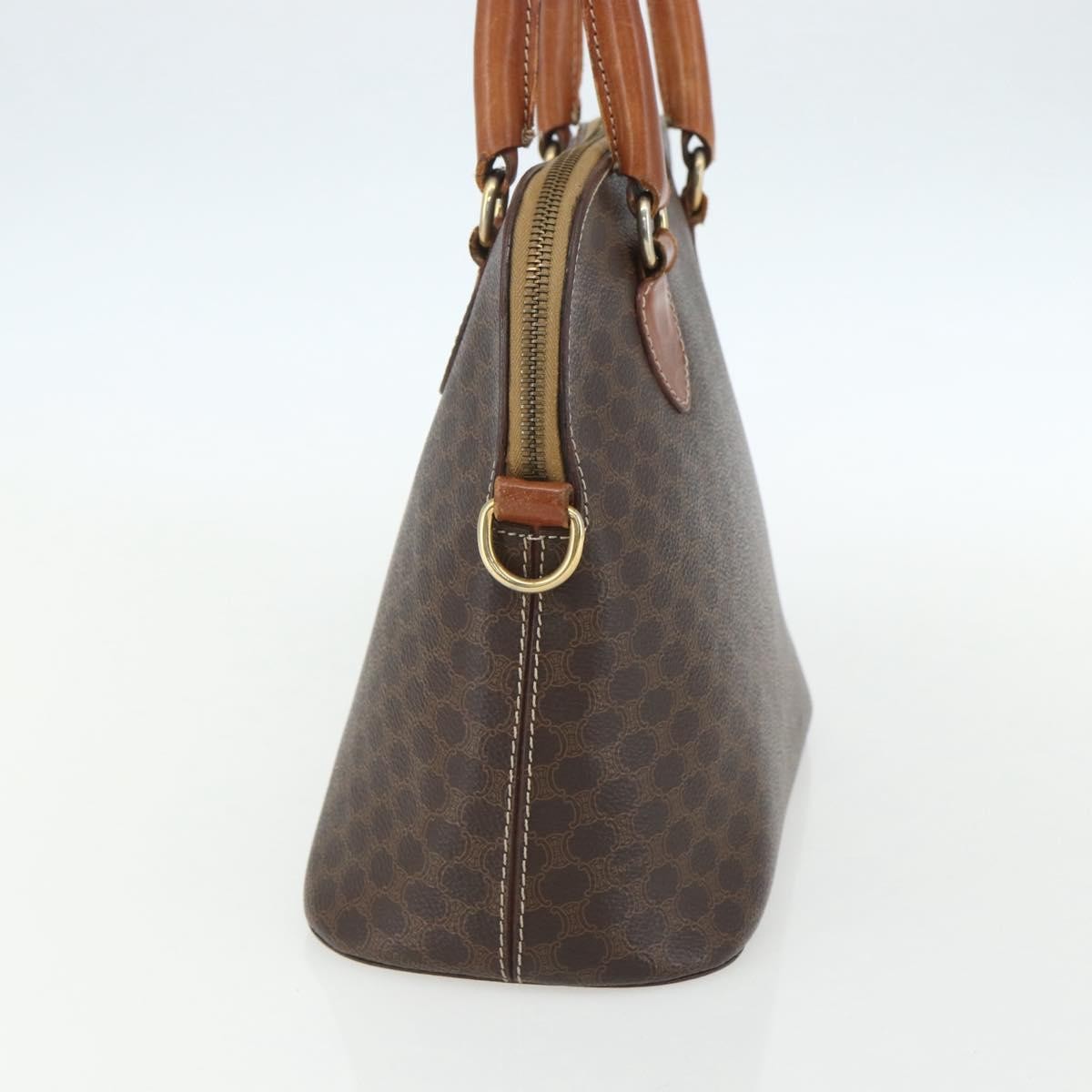 Celine Vintage Macadam Handbag Canvas and Leather, BROWN, CANVAS, Handbag