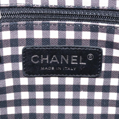 Chanel Top Handle Satchel Gingham Print Canvas, BLACK, CANVAS, Handbag