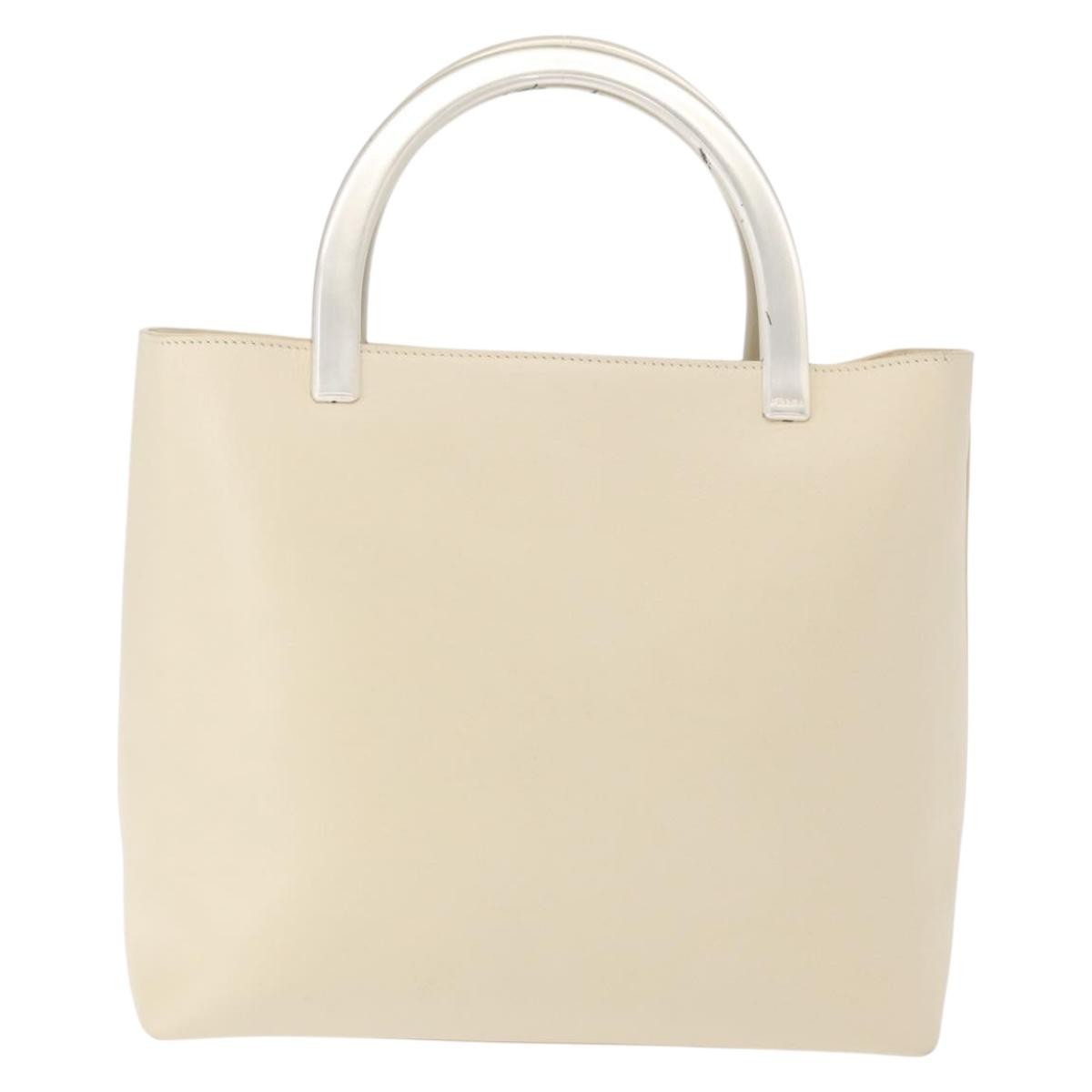 Prada Vintage Tote Leather, WHITE, LEATHER, Handbag
