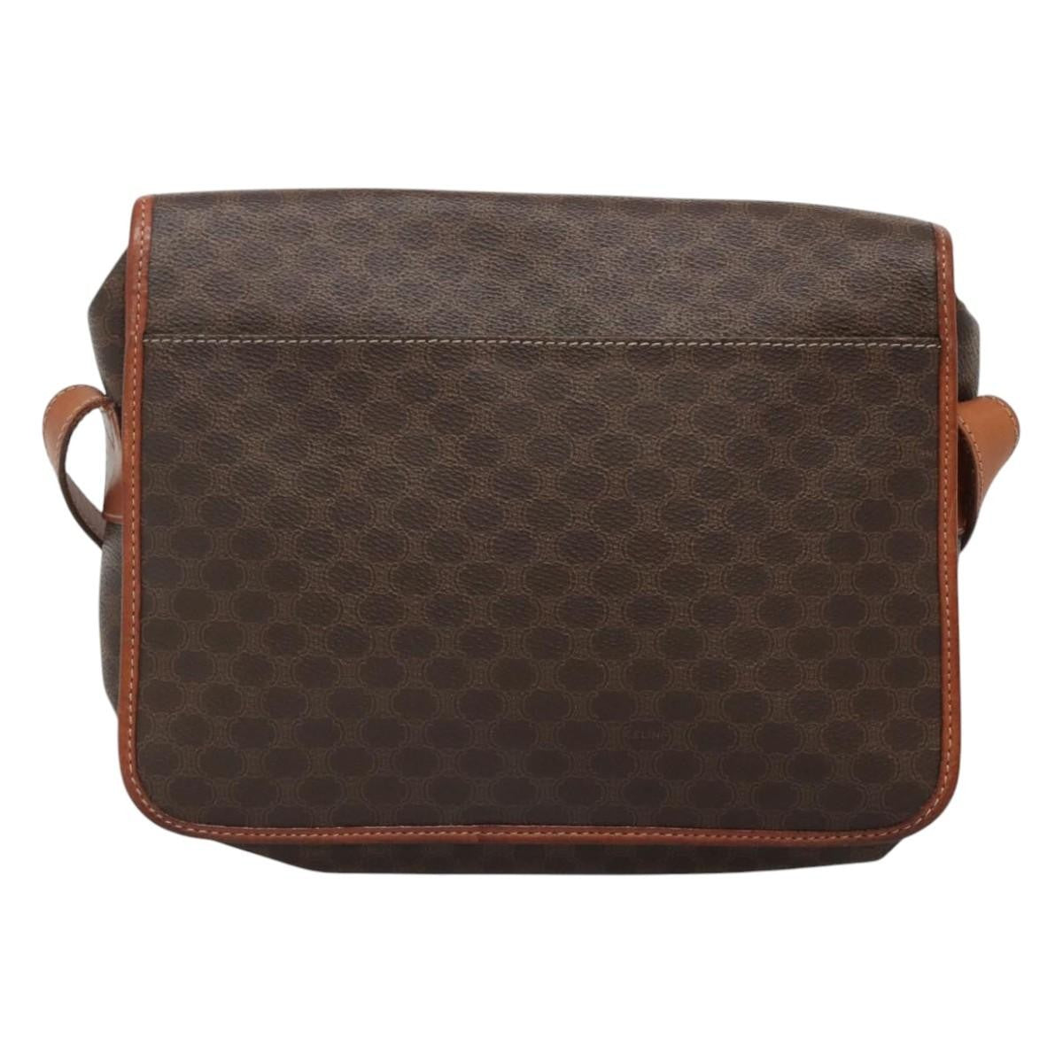 Celine Vintage Macadam Shoulder Bag Canvas and Leather, BROWN, CANVAS, Shoulder bag