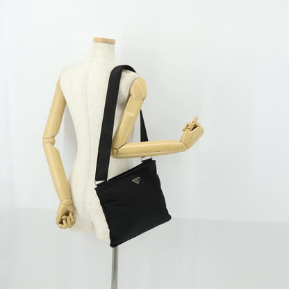 Prada Zip Top Messenger Bag Tessuto, BLACK, NYLON, Shoulder bag