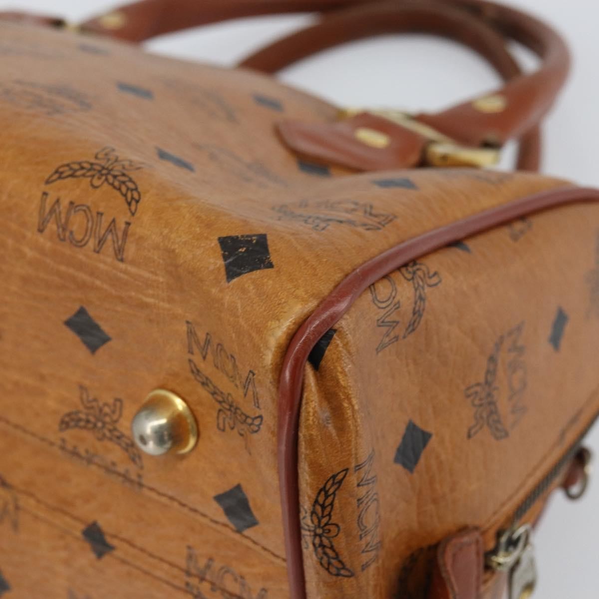 MCM Visetos Handbag Canvas and Leather, BROWN, CANVAS, Handbag