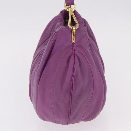 Prada Pleats Shoulder Bag Cervo Leather, Purple, Leather, Handbag