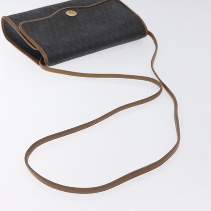 Christian Dior Vintage Honeycomb Flap Crossbody Bag Coated Canvas, BLACK, CANVAS, Crossbody bag