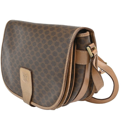 Celine Macadam Shoulder Bag Canvas, BROWN, CANVAS, Shoulder bag