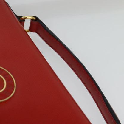 Celine Circle logo Leather, RED, LEATHER, Shoulder bag