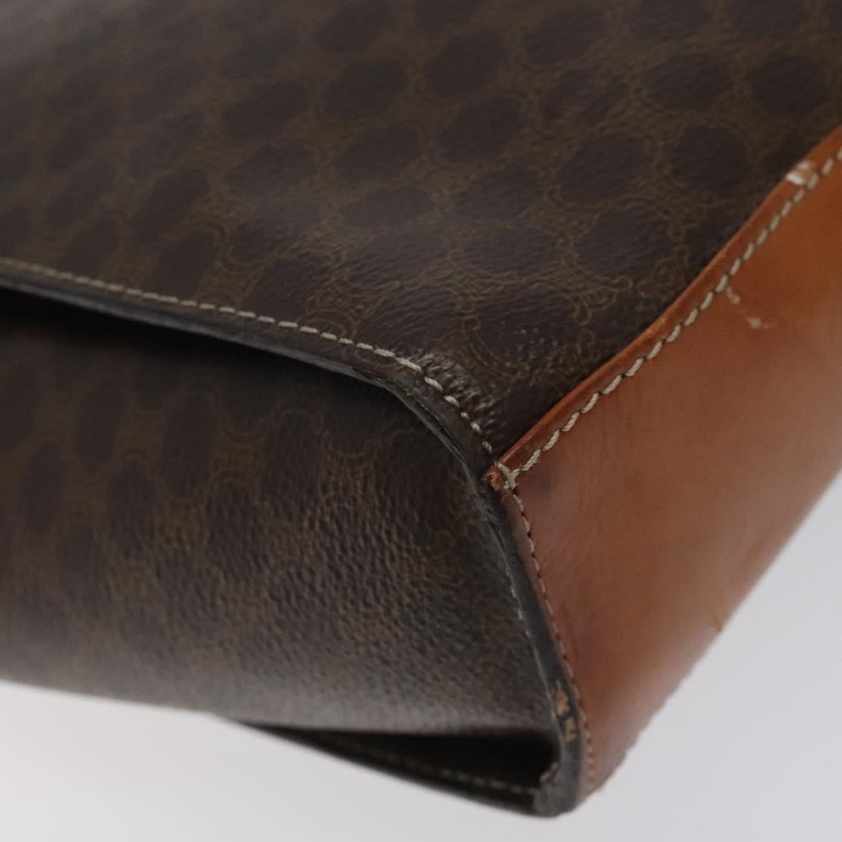 Celine Vintage Macadam Circle Logo Shoulder Bag Canvas and Leather, Brown, Canvas, Shoulder Bag