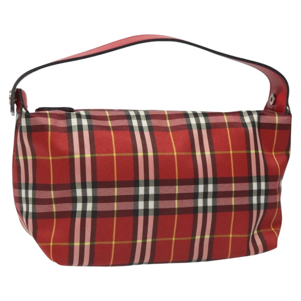 Burberry Nova Check Handbag Leather and Nylon, Red, Nylon, Handbag