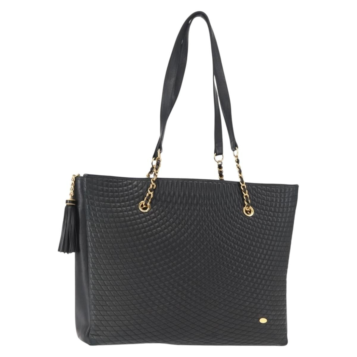Bally Vintage Tote Bag Quilted Leather, Black, Leather, Tote Bag