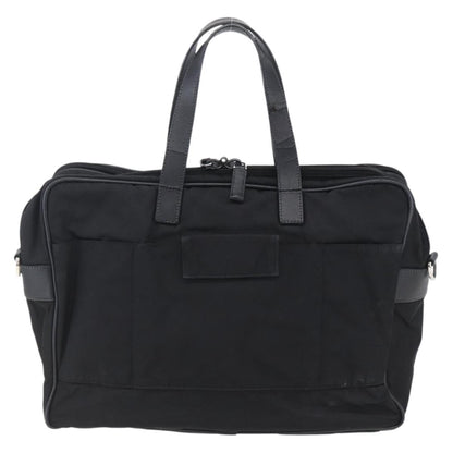 Prada Convertible Front Zip Briefcase Tessuto with Saffiano Leather, Black, Nylon, Briefcase