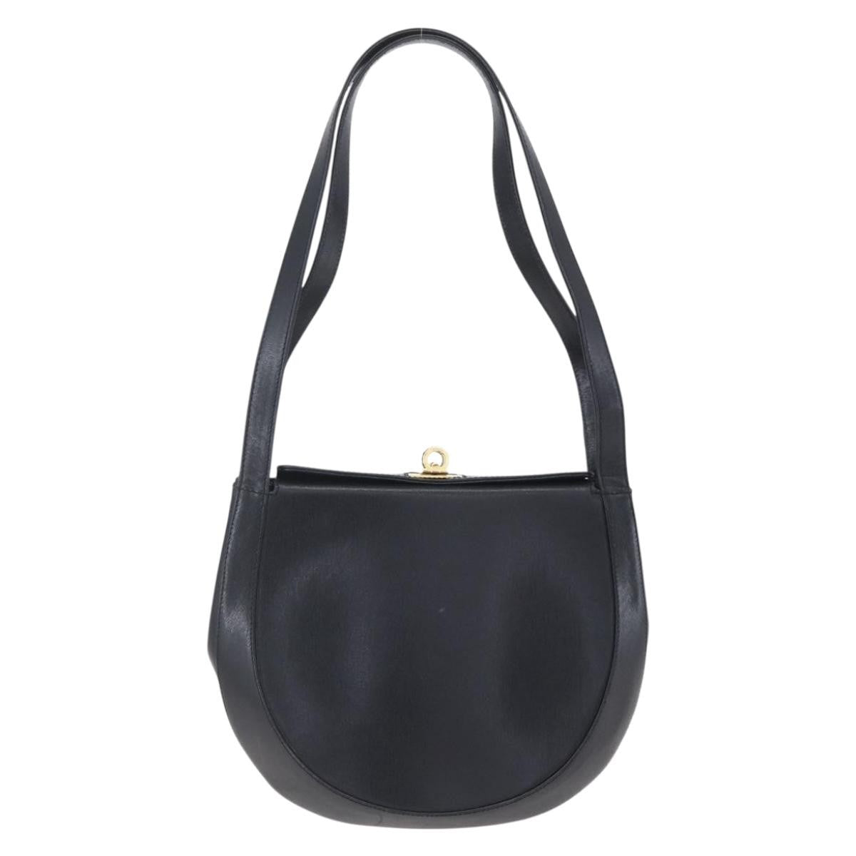 Salvatore Ferragamo Gancini Shoulder Bag Leather, BLACK, LEATHER, Shoulder bag