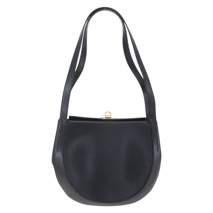 Salvatore Ferragamo Gancini Shoulder Bag Leather, BLACK, LEATHER, Shoulder bag