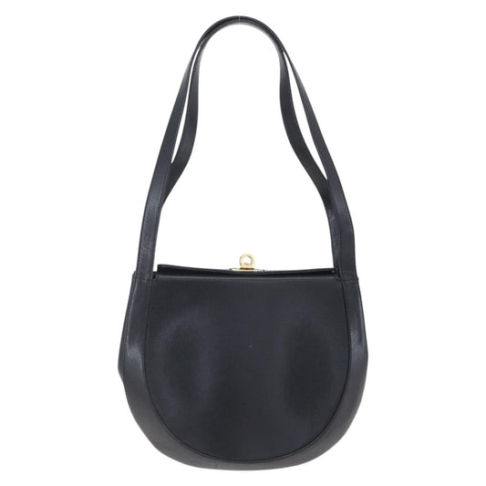 Salvatore Ferragamo Gancini Shoulder Bag Leather, BLACK, LEATHER, Shoulder bag
