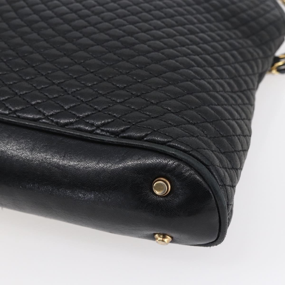 Bally Vintage Chain Shoulder Bag Quilted Leather, BLACK, LEATHER, Shoulder bag