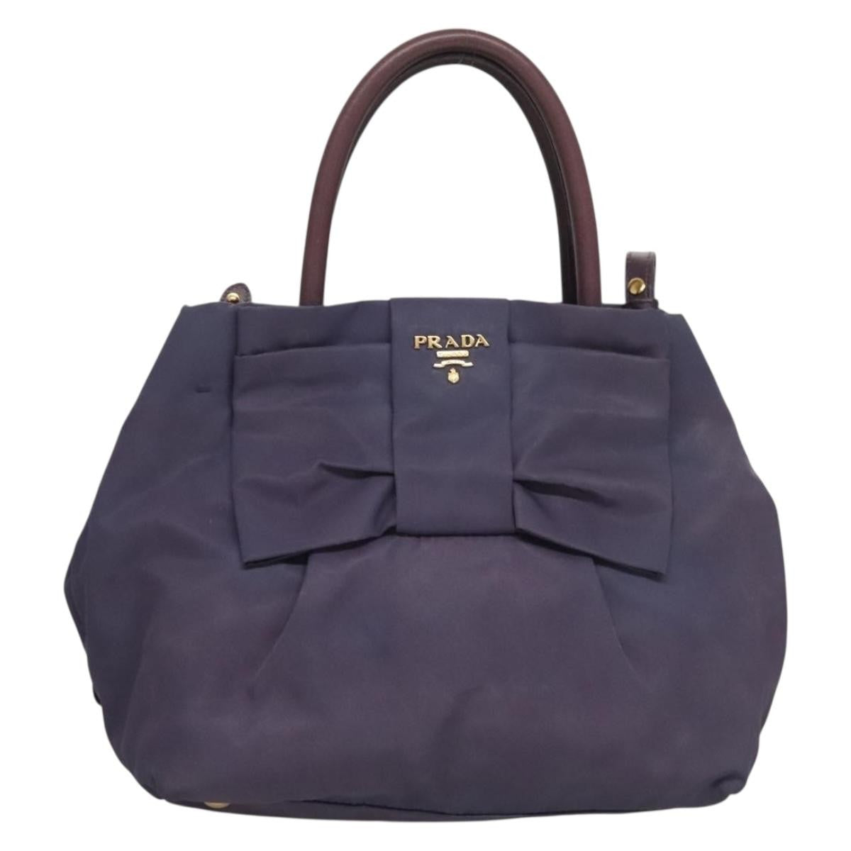 Prada Bow Tote Tessuto, PURPLE, NYLON, Handbag