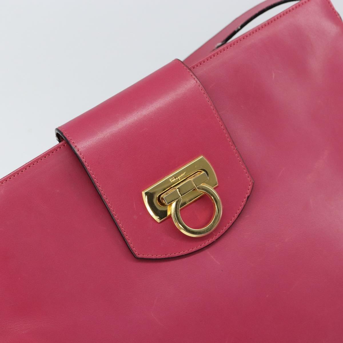 Salvatore Ferragamo Gancini Shoulder Bag Leather, PINK, LEATHER, Shoulder bag