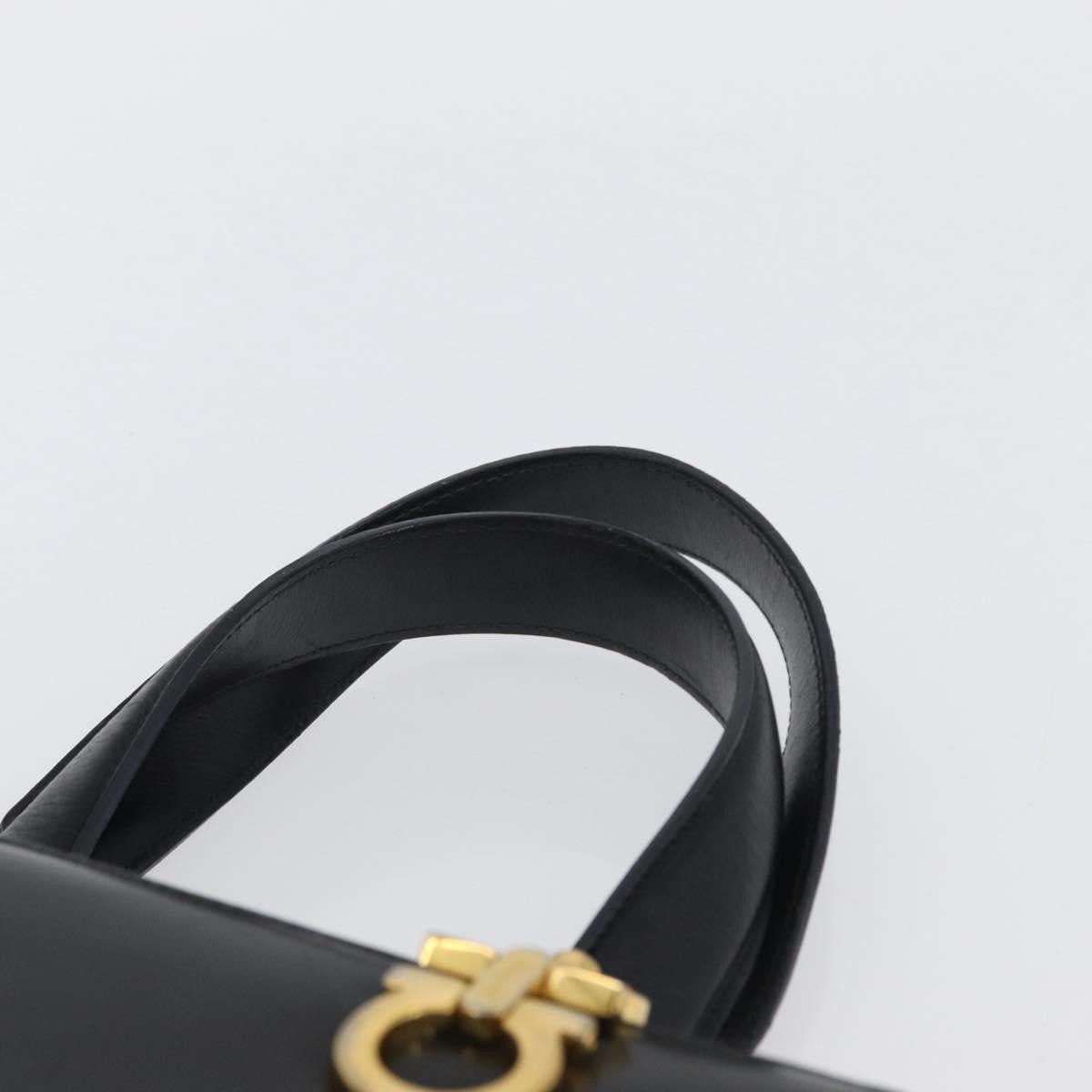 Salvatore Ferragamo Gancini handbag Leather, BLACK, LEATHER, Handbag