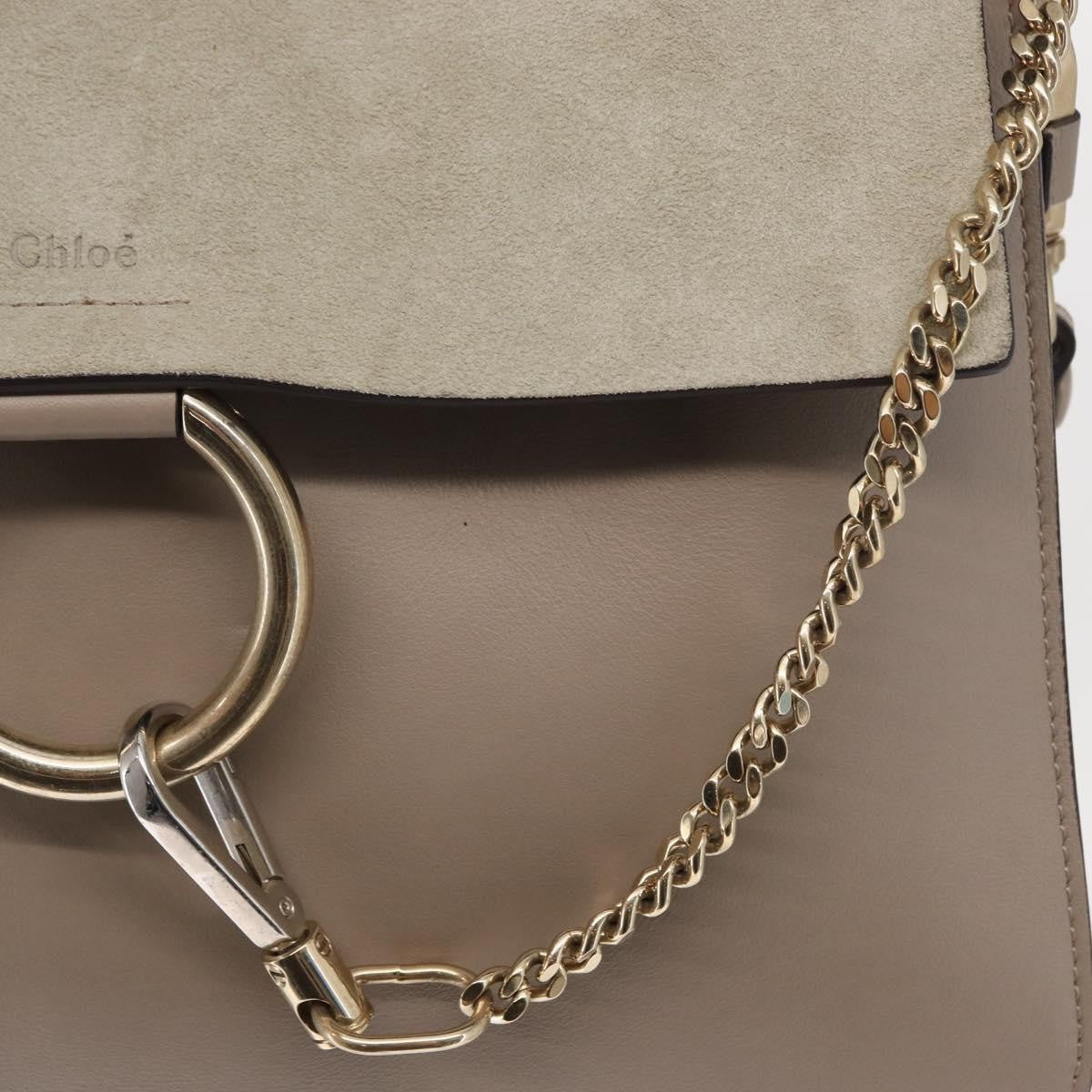 Chloe Faye Shoulder Bag Leather and Suede, BEIGE, SUEDE, Shoulder bag