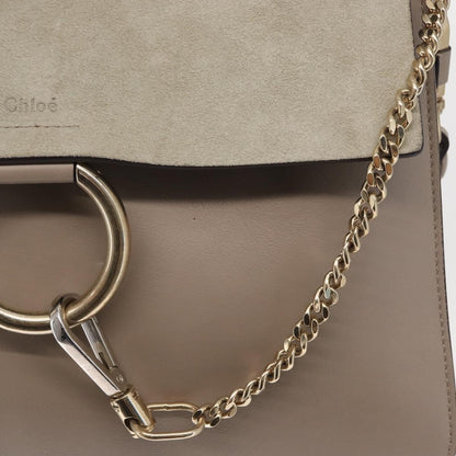 Chloe Faye Shoulder Bag Leather and Suede, BEIGE, SUEDE, Shoulder bag