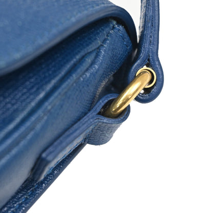 Saint Laurent Chyc Flap Bag Leather, NAVY, LEATHER, Shoulder bag