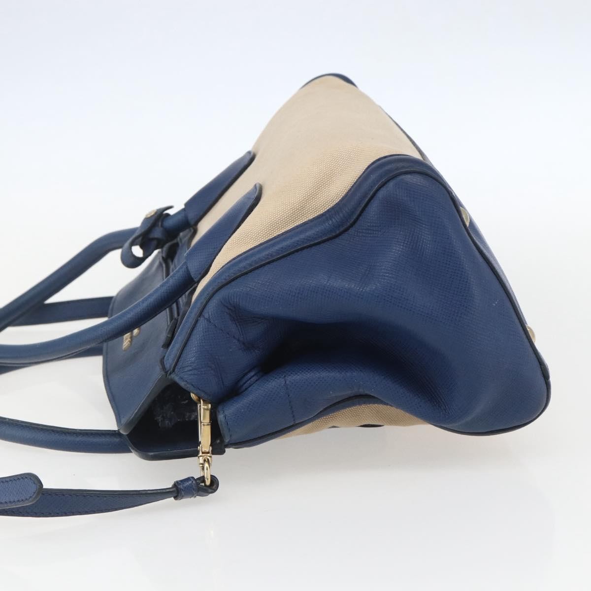 Prada Cuir Frame Convertible Tote Canvas and Saffiano Leather, BEIGE, CANVAS, Tote bag