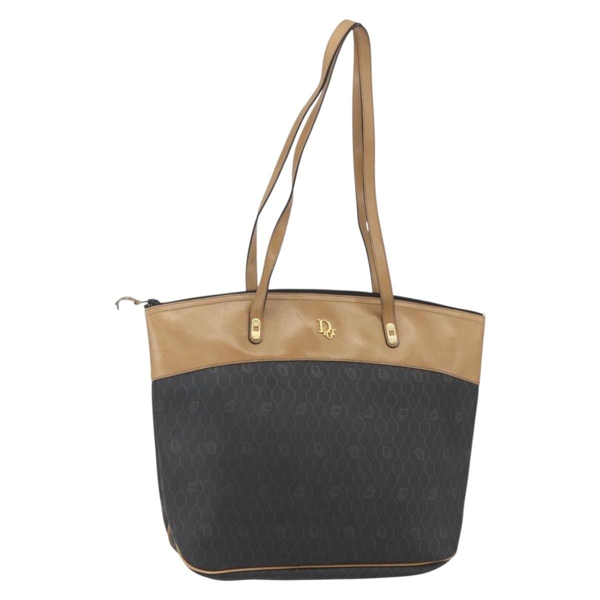 Christian Dior Vintage Honeycomb Tote Bag Canvas, BLACK, CANVAS, Tote bag