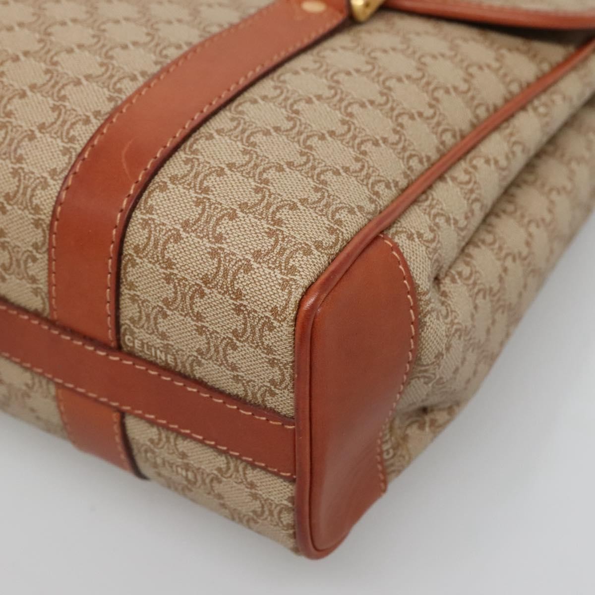 Celine Vintage Macadam Handbag Canvas and Leather, Beige, Canvas, Handbag