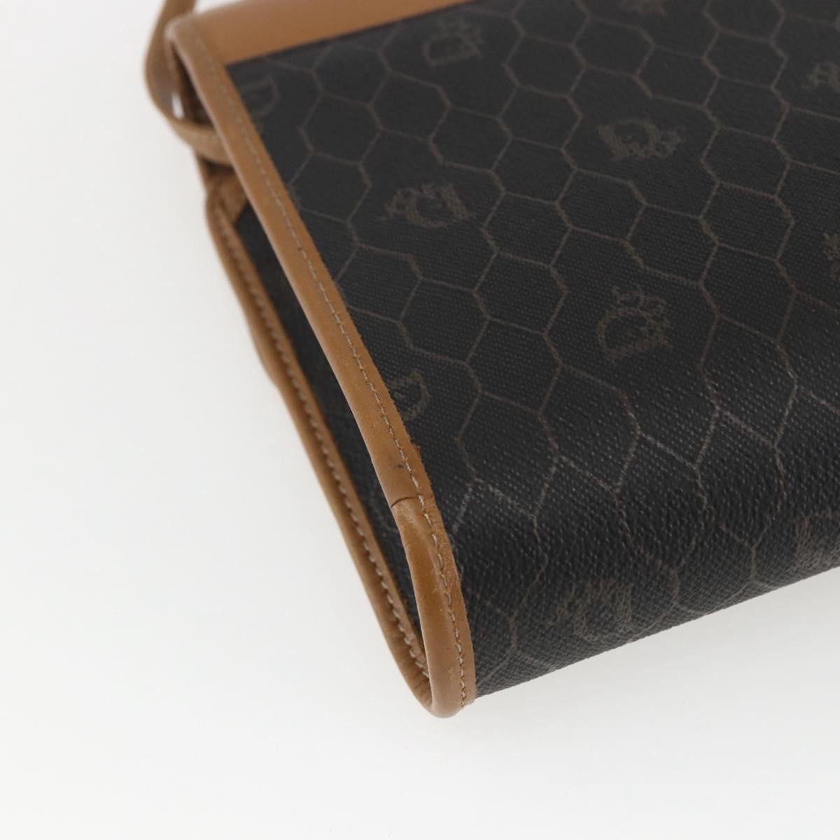 Christian Dior Vintage Honeycomb Shoulder Bag Canvas and Leather, BLACK, PVC, Shoulder bag