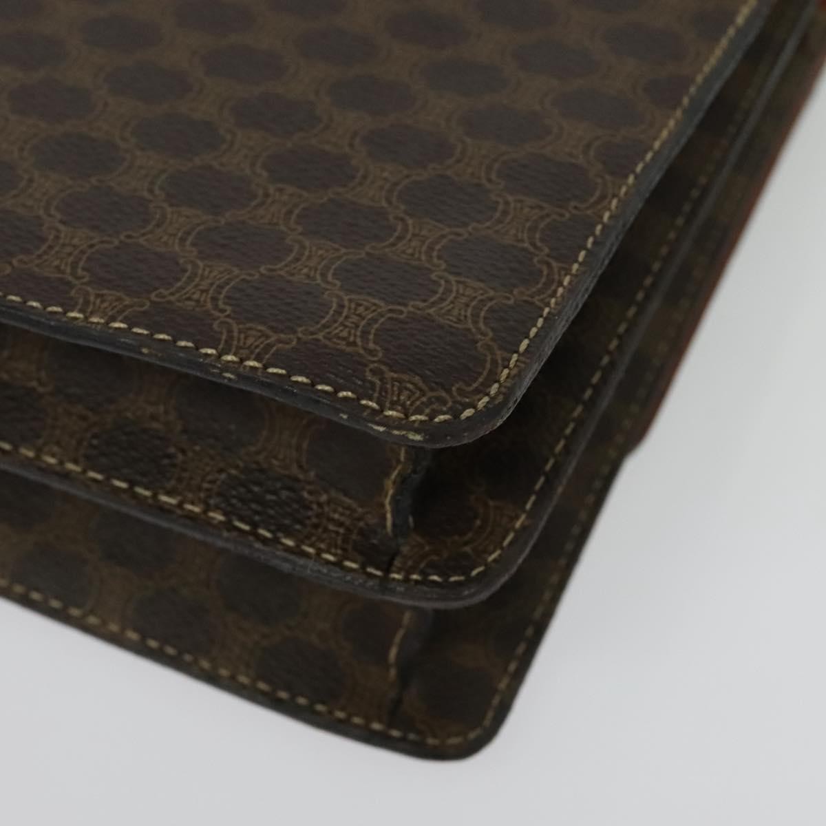 Celine Macadam Handbag Macadam with leather, BROWN, CANVAS, Handbag