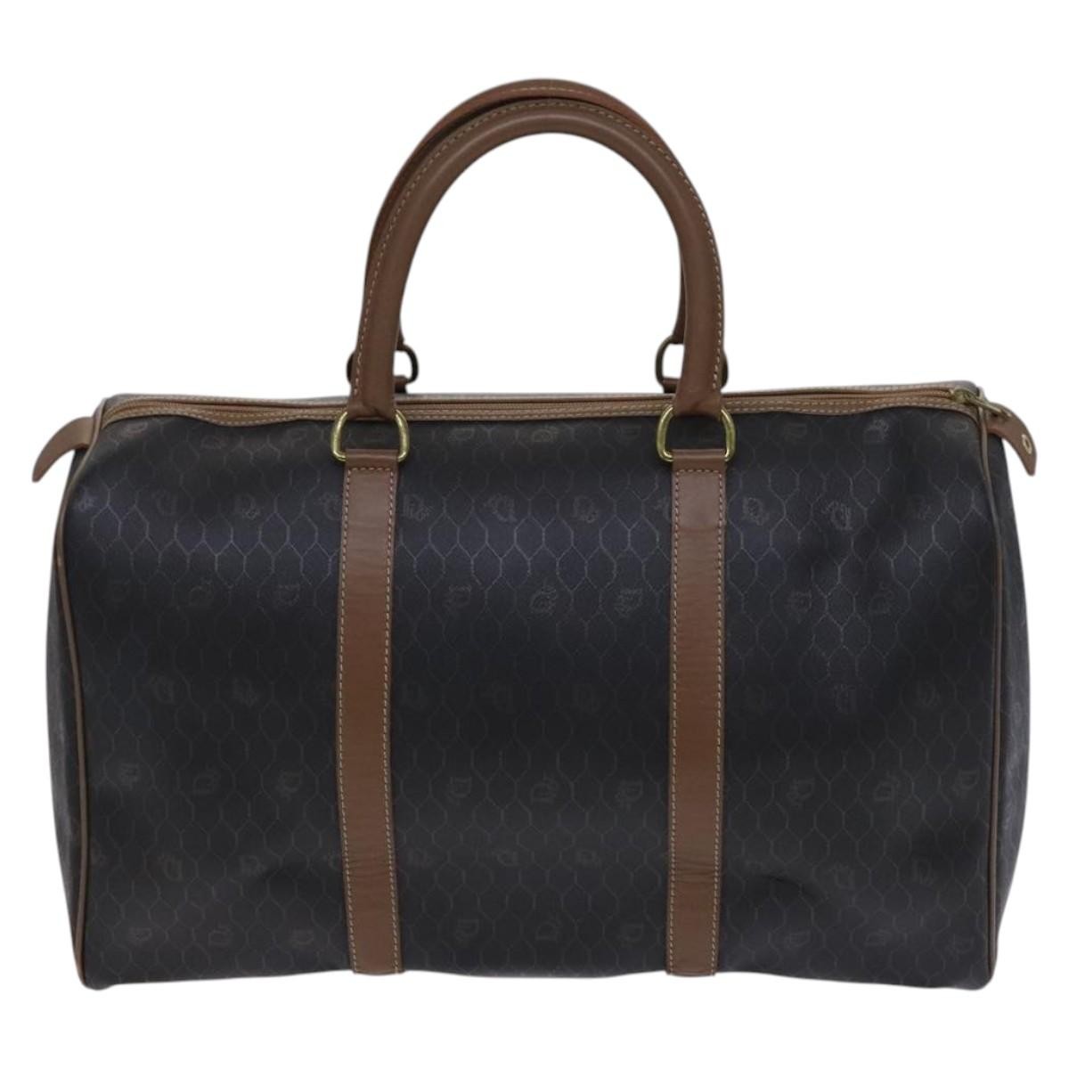 Christian Dior Vintage Honeycomb Handbag Canvas Leather, BLACK, CANVAS, Handbag