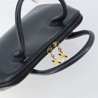 Salvatore Ferragamo Gancini handbag Leather, NAVY, LEATHER, Handbag