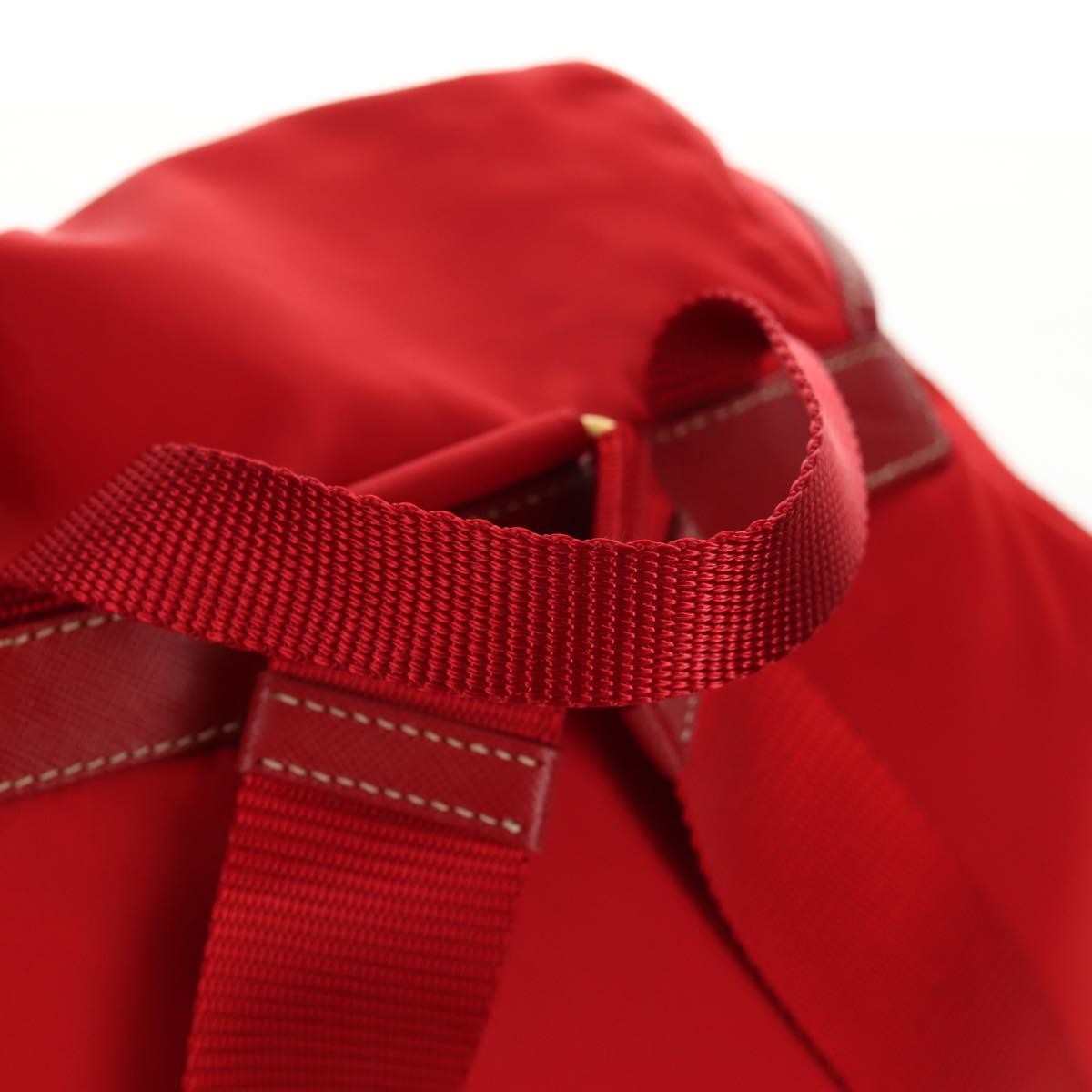 Prada Vela Double Front Pocket Backpack Tessuto with Saffiano Leather, Red, Nylon, Backpack