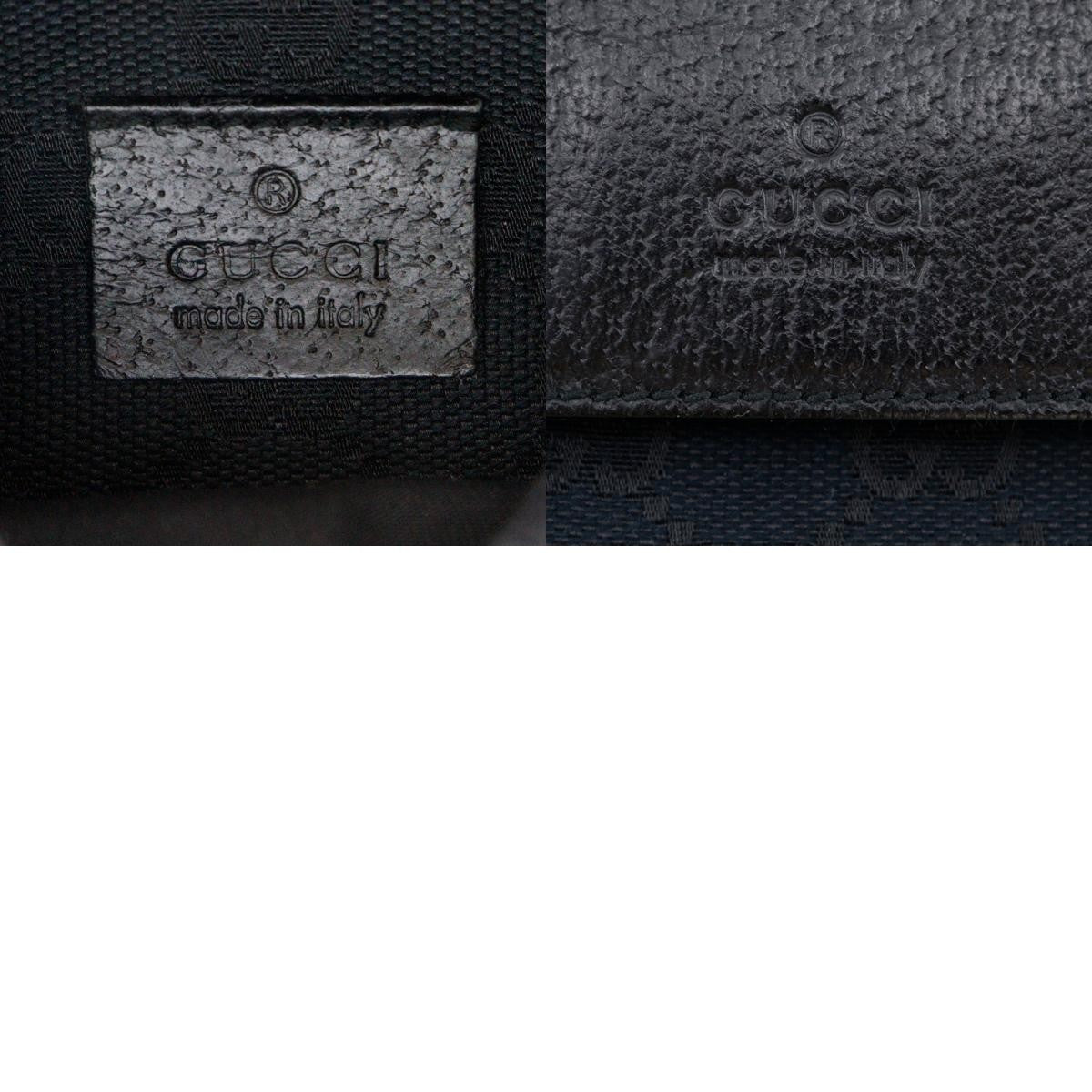 Gucci Vintage Double Belt Bag GG Canvas with Leather, BLACK, CANVAS, Shoulder bag