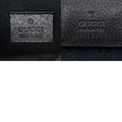 Gucci Vintage Double Belt Bag GG Canvas with Leather, BLACK, CANVAS, Shoulder bag