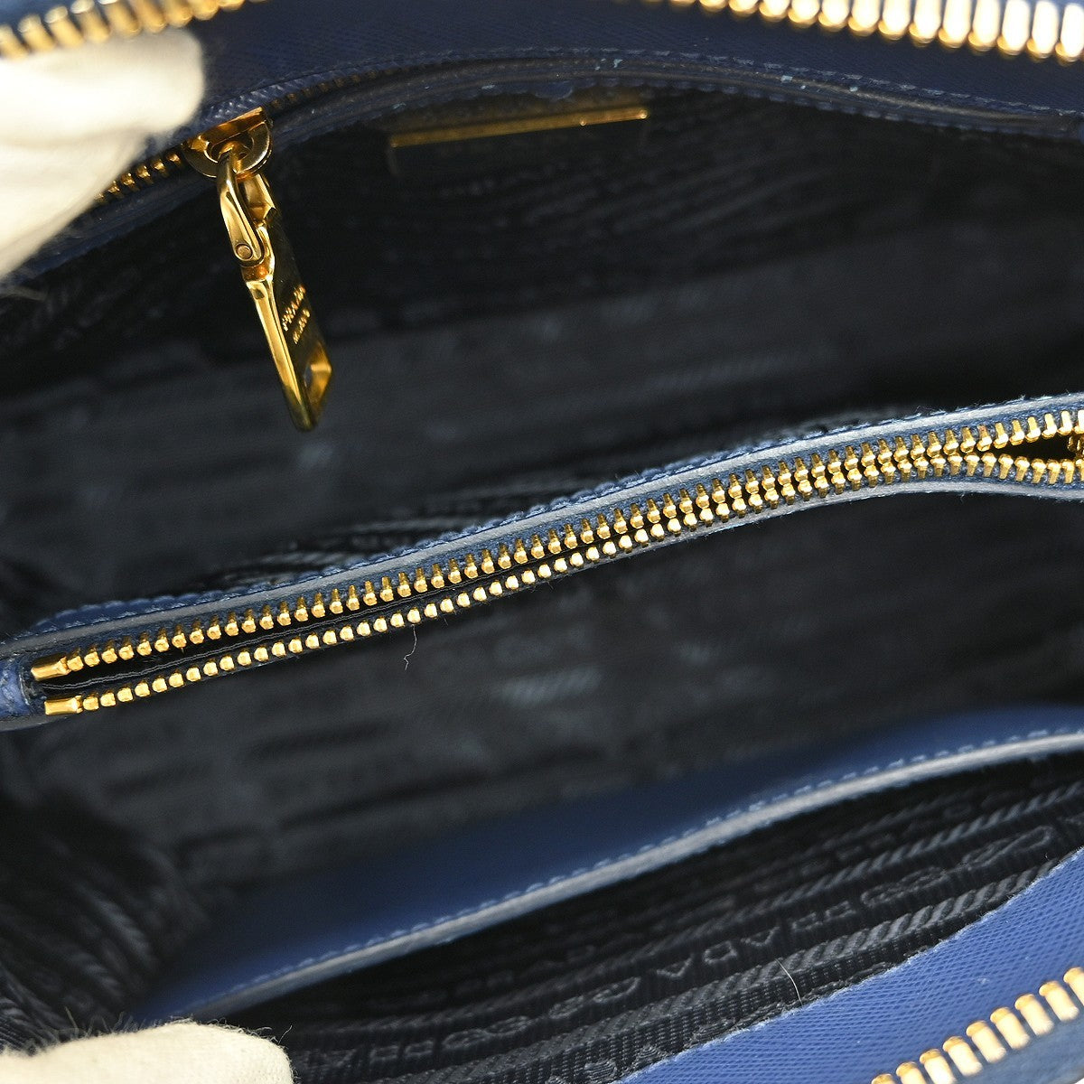 Prada Promenade Bag Saffiano Leather, BLUE, LEATHER, Handbag