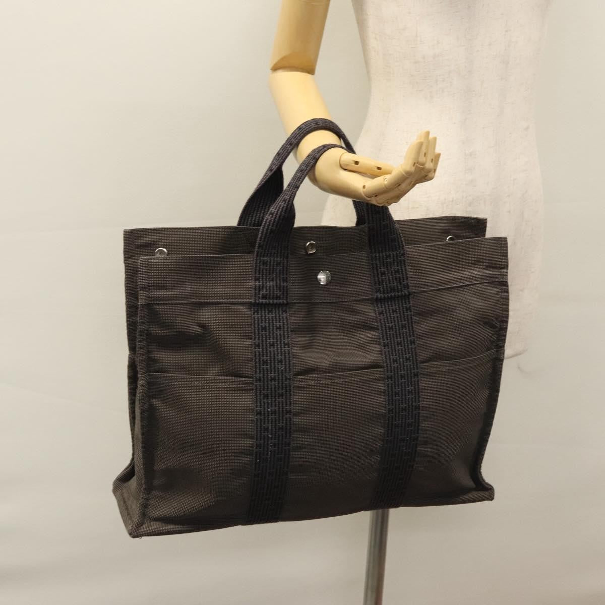 Hermes Fourre-tout Herline Canvas, GRAY, CANVAS, Tote bag