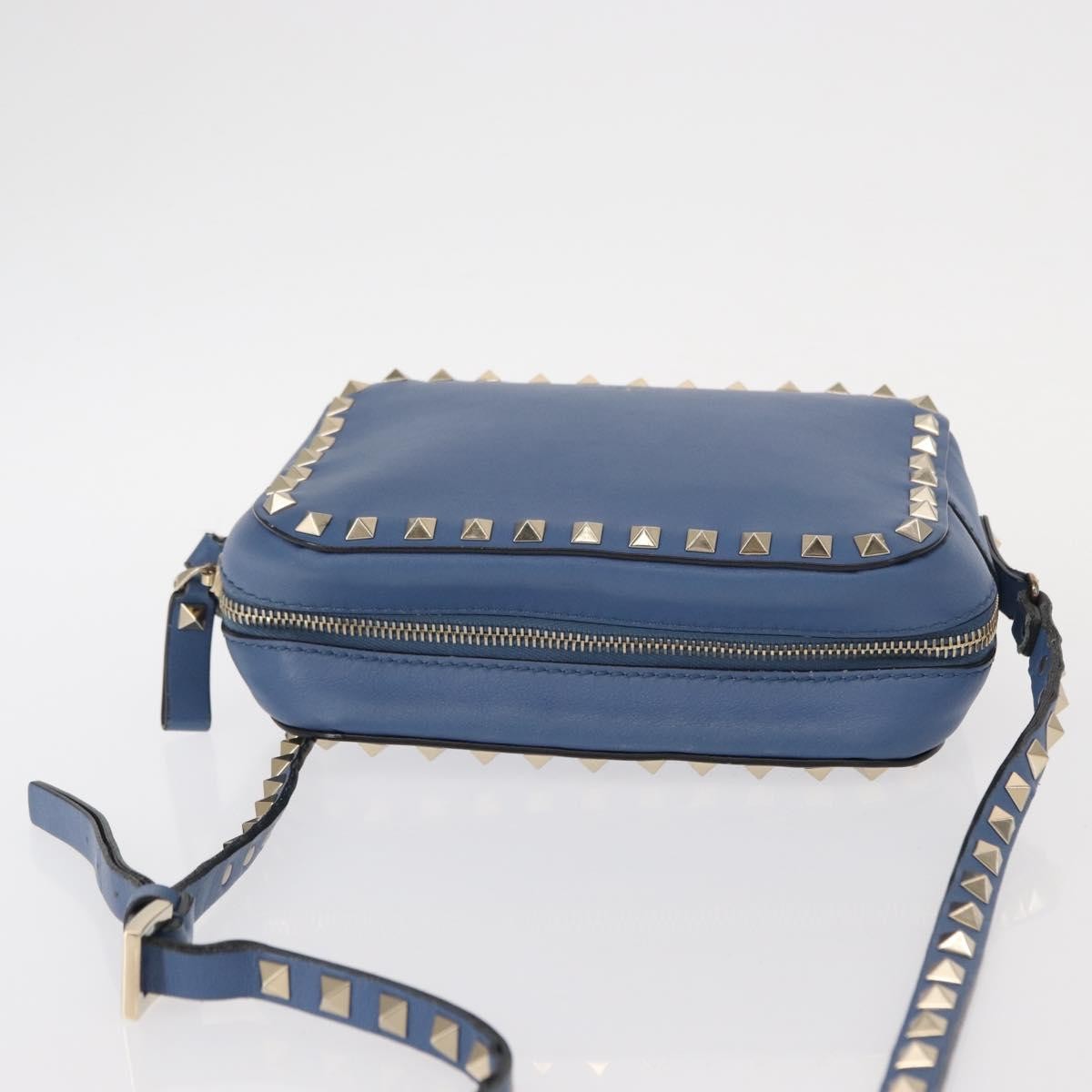 Valentino Garavani Rockstud Camera Crossbody Bag Leather, BLUE, LEATHER, Clutche & pouche