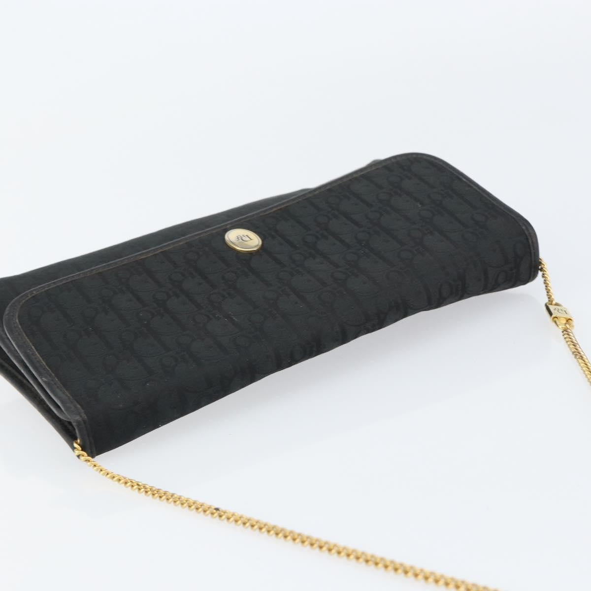 Christian Dior Vintage Chain Flap Shoulder Bag Diorissimo Canvas, BLACK, CANVAS, Shoulder bag