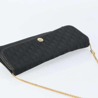 Christian Dior Vintage Chain Flap Shoulder Bag Diorissimo Canvas, BLACK, CANVAS, Shoulder bag