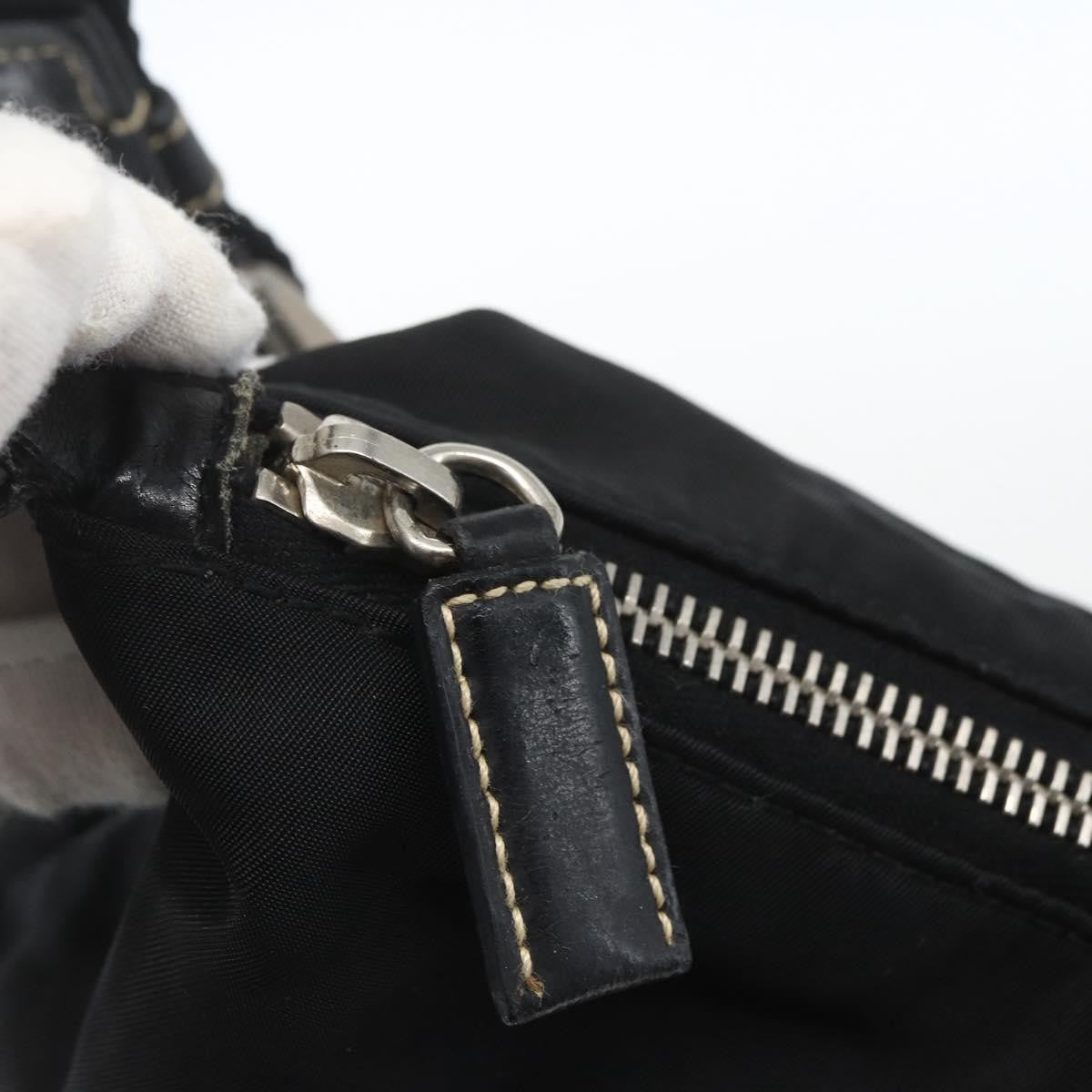 Prada Belted Shoulder Bag Tessuto with Leather, BLACK, NYLON, Shoulder bag