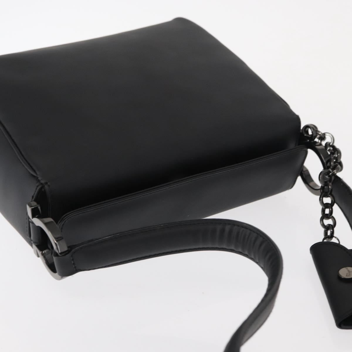 Salvatore Ferragamo Gancini Shoulder Bag Leather, BLACK, PATENT_LEATHER, Shoulder bag