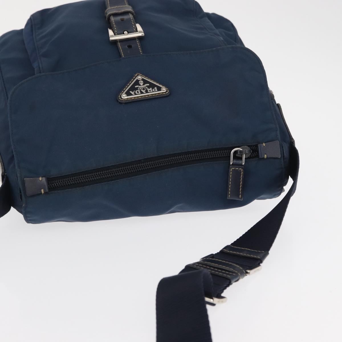 Prada Buckle Messenger Bag Tessuto, NAVY, NYLON, Shoulder bag