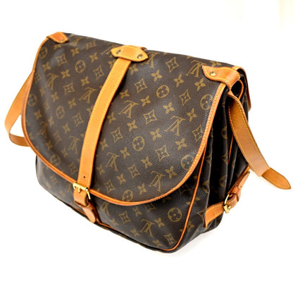 Louis Vuitton Saumur Handbag Monogram Canvas, Brown, Canvas, Shoulder Bag
