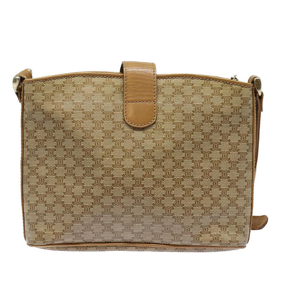Celine Vintage Macadam Shoulder Bag Canvas and Leather, Beige, Canvas, Shoulder Bag