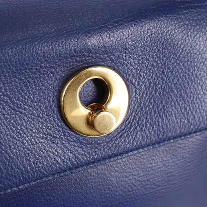 Saint Laurent Muse Two Bag Leather with Canvas, Blue, Leather, Shoulder Bag