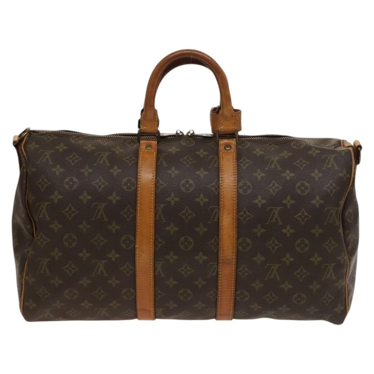 Louis Vuitton Keepall Bandouliere Bag Monogram Canvas, BROWN, CANVAS, Travel bag